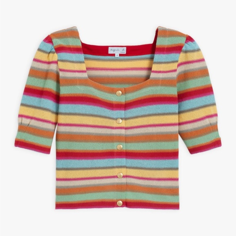 Agnès B. striped Raschel knit Bolero top size 2 ( size M)